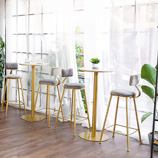 Nordic Backrest Armless Counter Stool Iron Kitchen Bar Stool with Gold Base