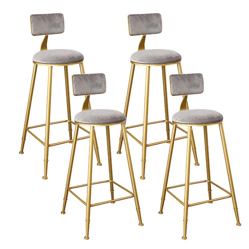 Nordic Backrest Armless Counter Stool Iron Kitchen Bar Stool with Gold Base