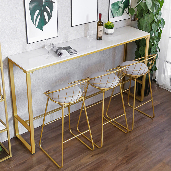 Nordic Backrest Armless Counter Stool Iron Kitchen Bar Stool with Gold Base
