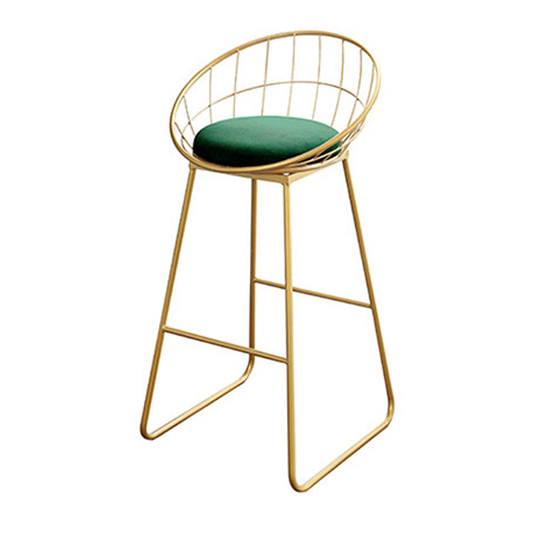 Nordic Backrest Armless Counter Stool Iron Kitchen Bar Stool with Gold Base