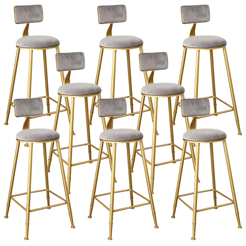 Nordic Backrest Armless Counter Stool Iron Kitchen Bar Stool with Gold Base
