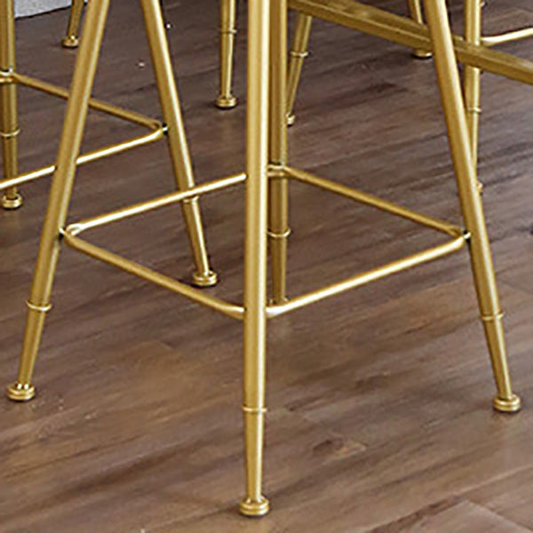 Nordic Backrest Armless Counter Stool Iron Kitchen Bar Stool with Gold Base