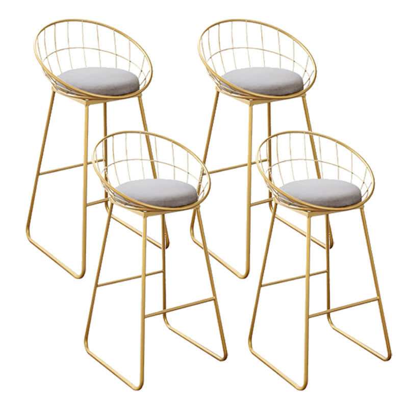 Nordic Backrest Armless Counter Stool Iron Kitchen Bar Stool with Gold Base