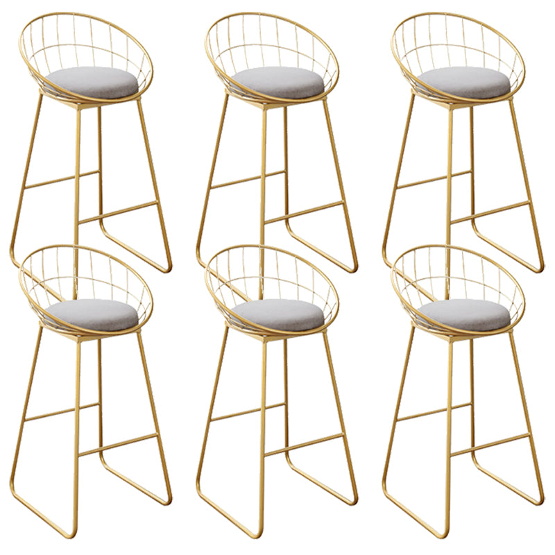 Nordic Backrest Armless Counter Stool Iron Kitchen Bar Stool with Gold Base