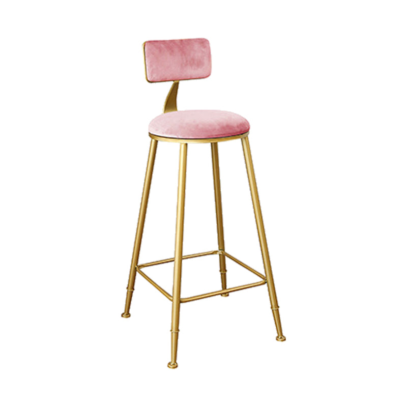 Nordic Backrest Armless Counter Stool Iron Kitchen Bar Stool with Gold Base