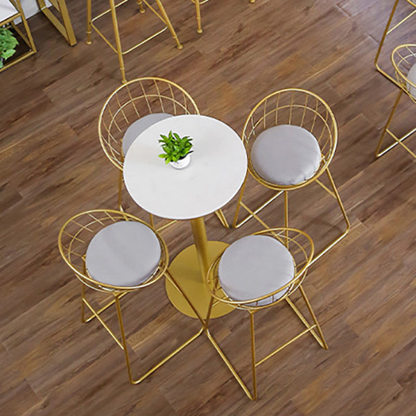 Nordic Backrest Armless Counter Stool Iron Kitchen Bar Stool with Gold Base