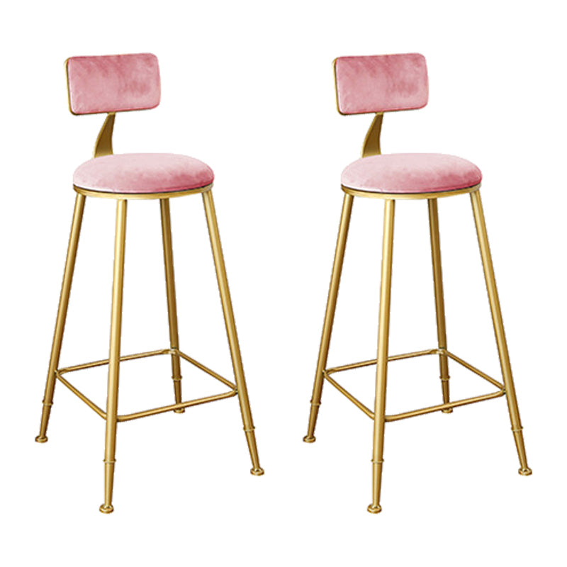 Nordic Backrest Armless Counter Stool Iron Kitchen Bar Stool with Gold Base