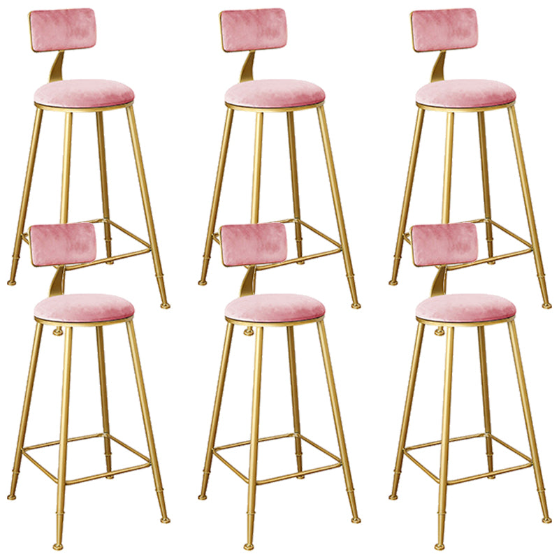 Nordic Backrest Armless Counter Stool Iron Kitchen Bar Stool with Gold Base