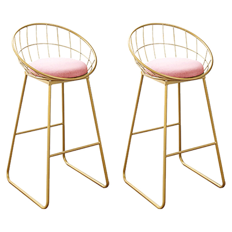 Nordic Backrest Armless Counter Stool Iron Kitchen Bar Stool with Gold Base