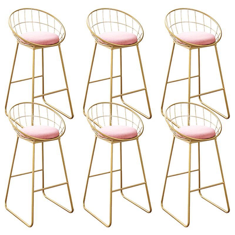 Nordic Backrest Armless Counter Stool Iron Kitchen Bar Stool with Gold Base