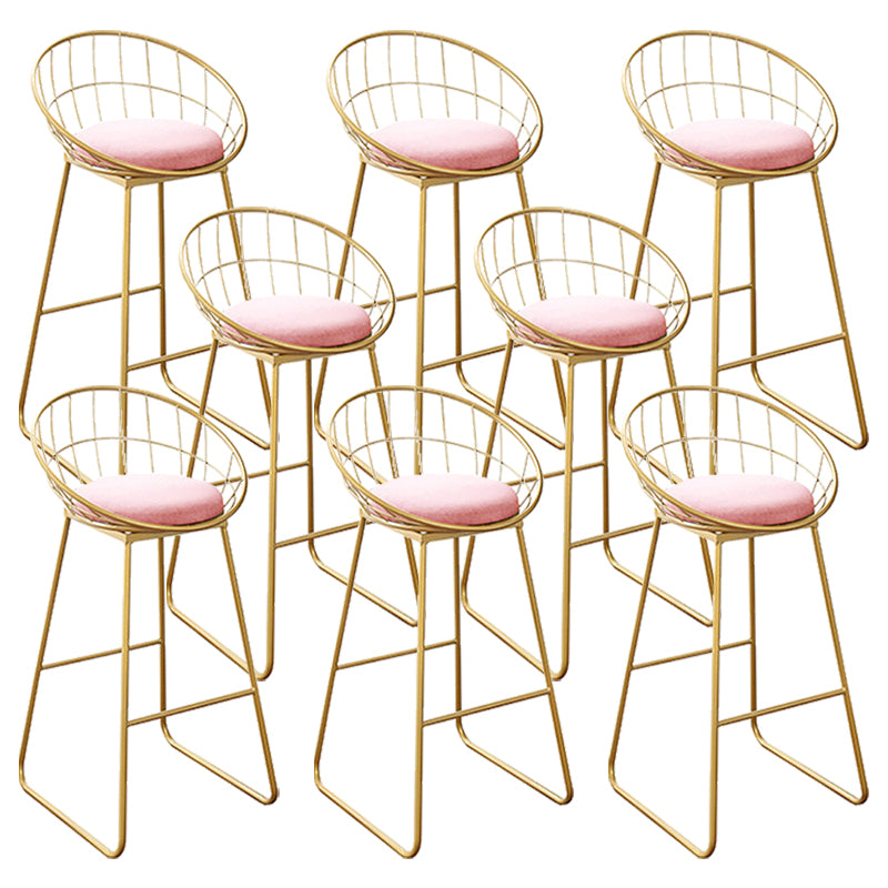 Nordic Backrest Armless Counter Stool Iron Kitchen Bar Stool with Gold Base