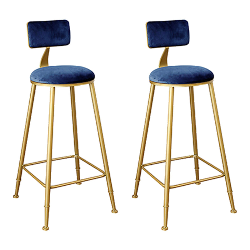 Nordic Backrest Armless Counter Stool Iron Kitchen Bar Stool with Gold Base