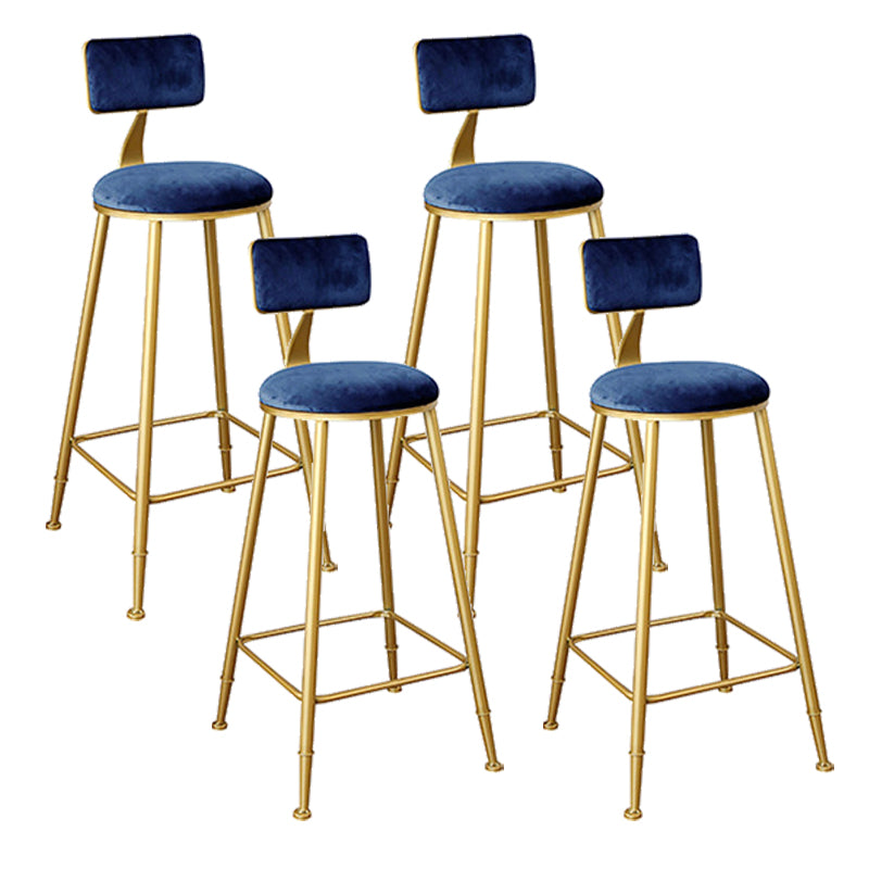 Nordic Backrest Armless Counter Stool Iron Kitchen Bar Stool with Gold Base