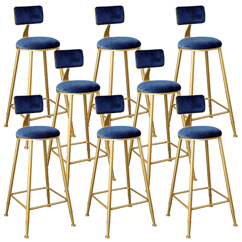 Nordic Backrest Armless Counter Stool Iron Kitchen Bar Stool with Gold Base