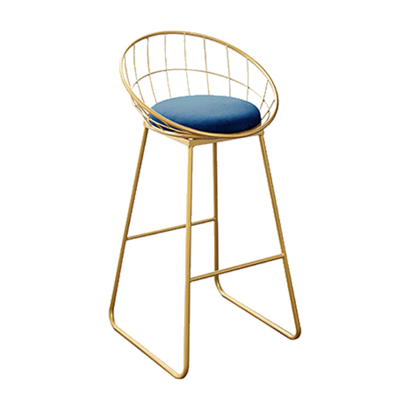 Nordic Backrest Armless Counter Stool Iron Kitchen Bar Stool with Gold Base