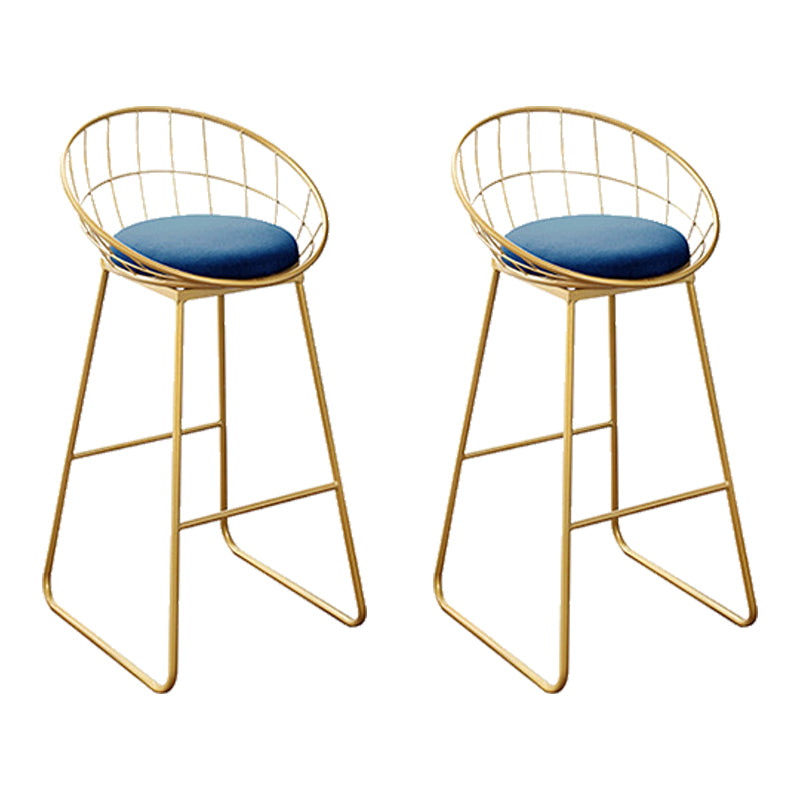 Nordic Backrest Armless Counter Stool Iron Kitchen Bar Stool with Gold Base