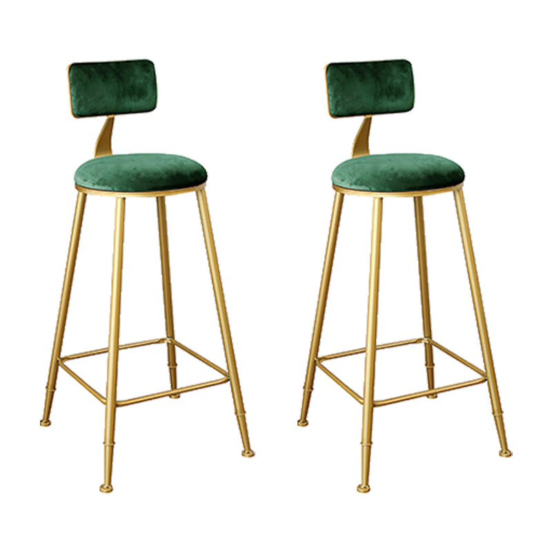 Nordic Backrest Armless Counter Stool Iron Kitchen Bar Stool with Gold Base