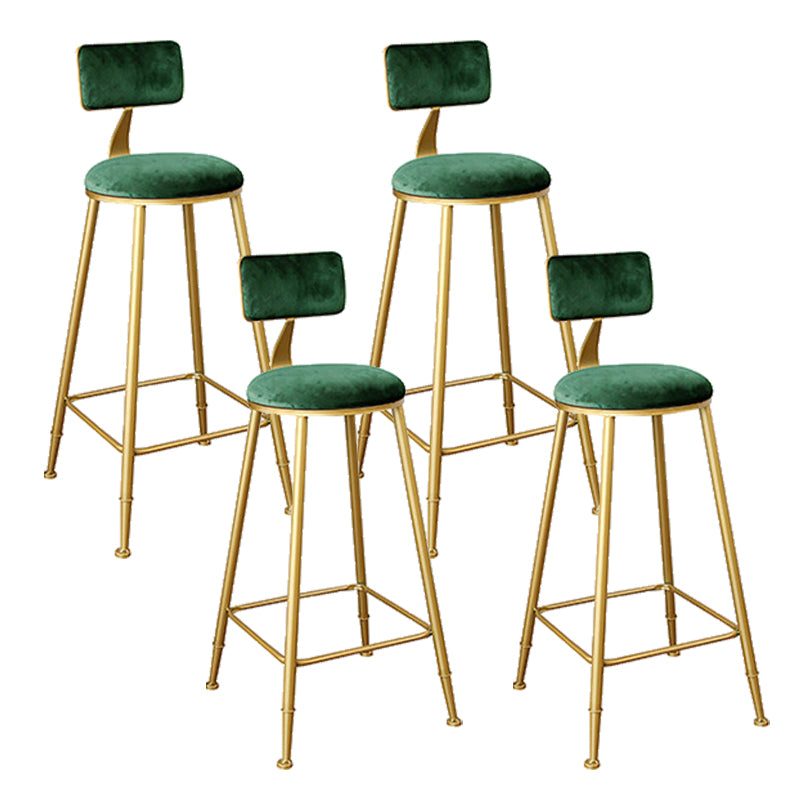 Nordic Backrest Armless Counter Stool Iron Kitchen Bar Stool with Gold Base