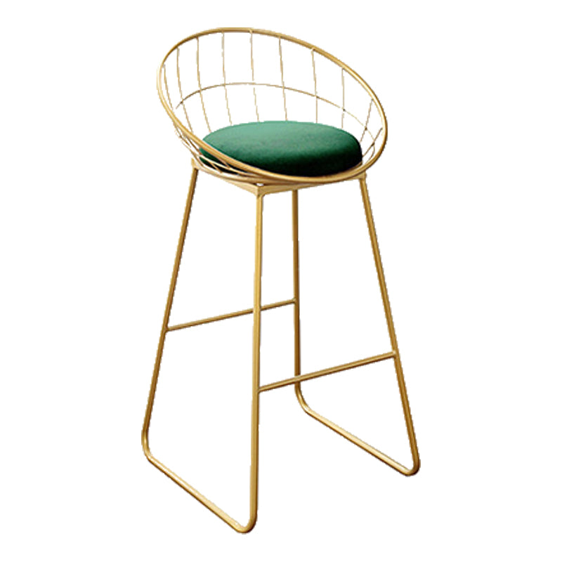 Nordic Backrest Armless Counter Stool Iron Kitchen Bar Stool with Gold Base