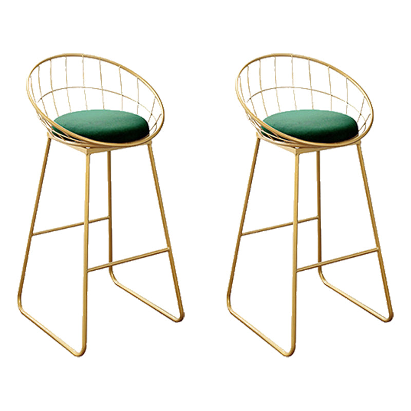 Nordic Backrest Armless Counter Stool Iron Kitchen Bar Stool with Gold Base