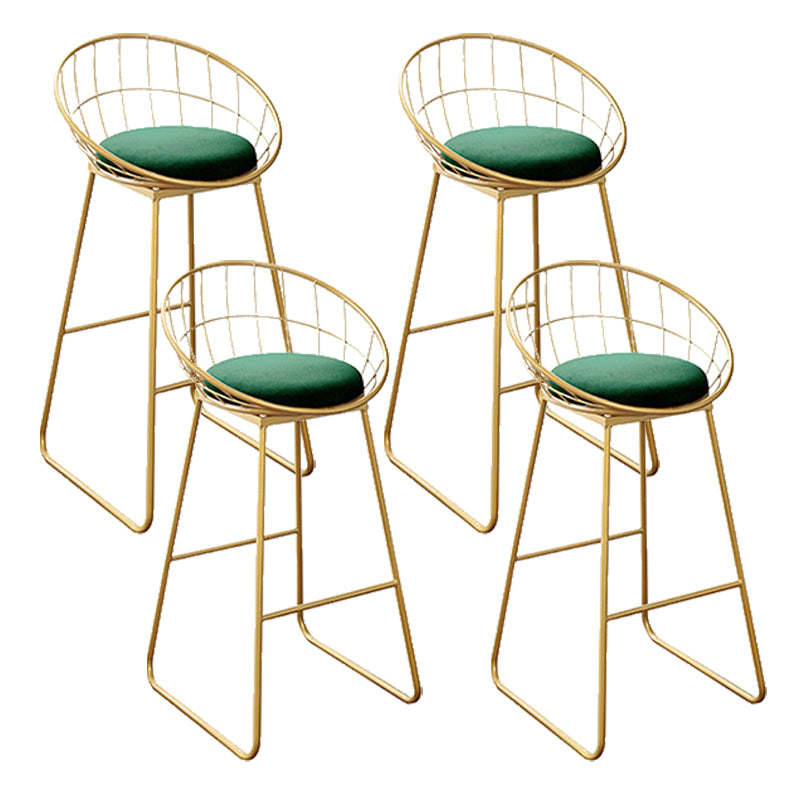 Nordic Backrest Armless Counter Stool Iron Kitchen Bar Stool with Gold Base