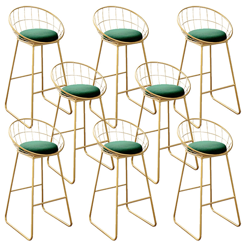 Nordic Backrest Armless Counter Stool Iron Kitchen Bar Stool with Gold Base