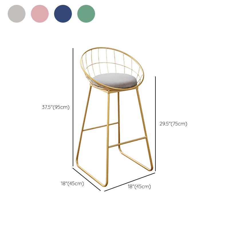 Nordic Backrest Armless Counter Stool Iron Kitchen Bar Stool with Gold Base