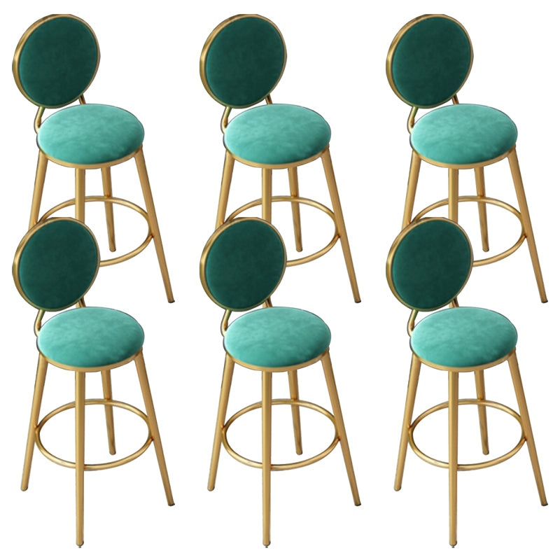 Nordic Armless Backrest Counter Stool Steel Kitchen Bar Stool with Cushion and Pedal