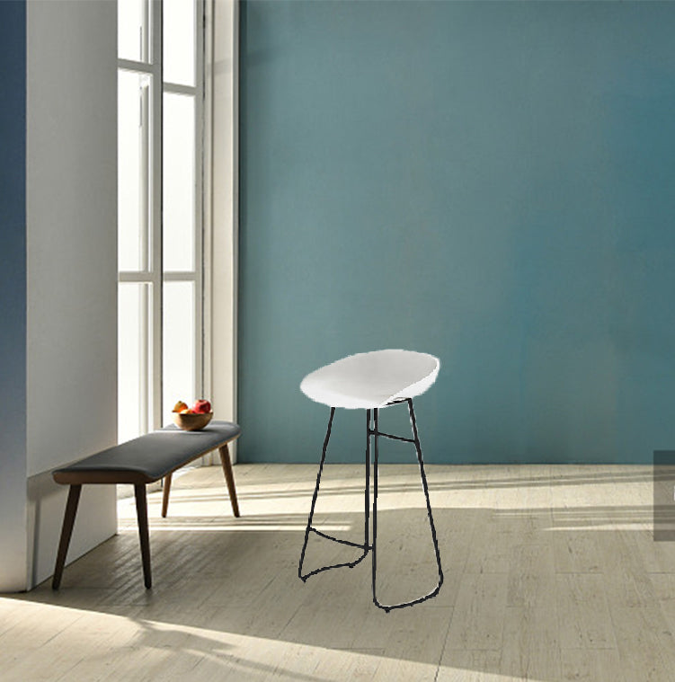Modern Footrest Counter-height Stool Indoor Plastic and Metal Bucket Counter Chair