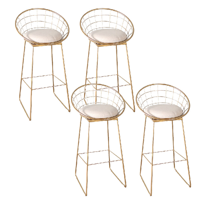 Glam Bucket Counter Bar Stool Footrest Low Back Indoor Metal Counter Stools