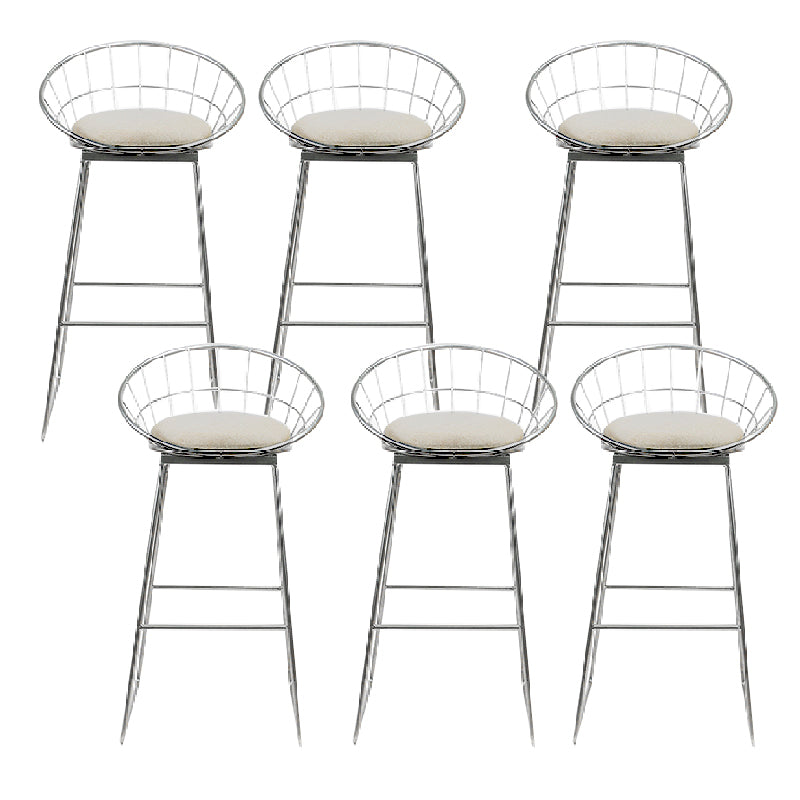 Glam Bucket Counter Bar Stool Footrest Low Back Indoor Metal Counter Stools