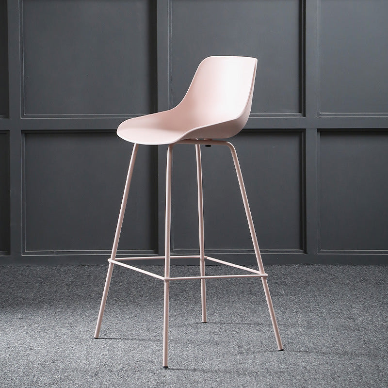 Milk Tea Shop Footrest Stool Nordic Style Matte Finish Metal Bar Stool