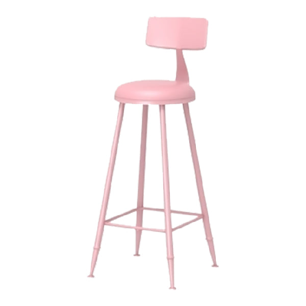 Nordic Armless Backrest Counter Stool Iron Kitchen Bar Stool with Leather Cushion