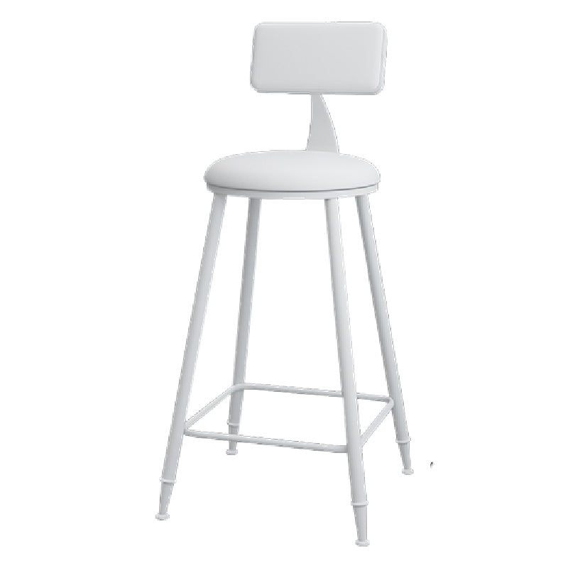 Nordic Armless Backrest Counter Stool Iron Kitchen Bar Stool with Leather Cushion