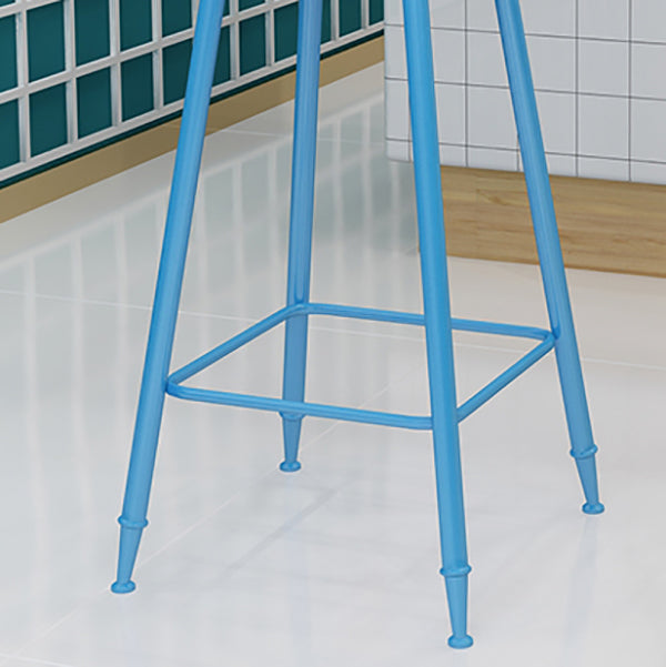 Nordic Armless Backrest Counter Stool Iron Kitchen Bar Stool with Leather Cushion