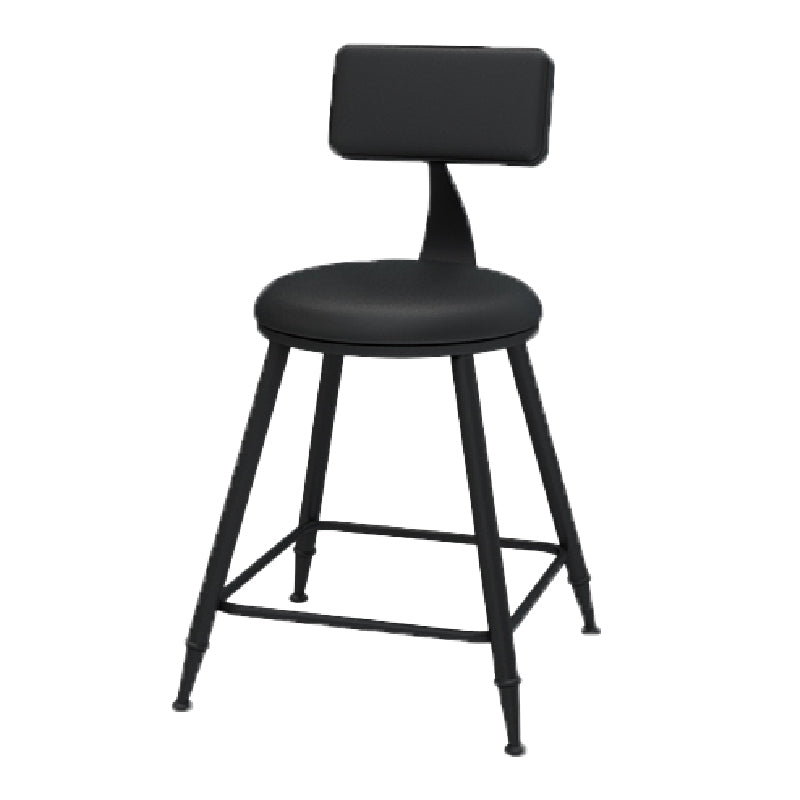 Nordic Armless Backrest Counter Stool Iron Kitchen Bar Stool with Leather Cushion