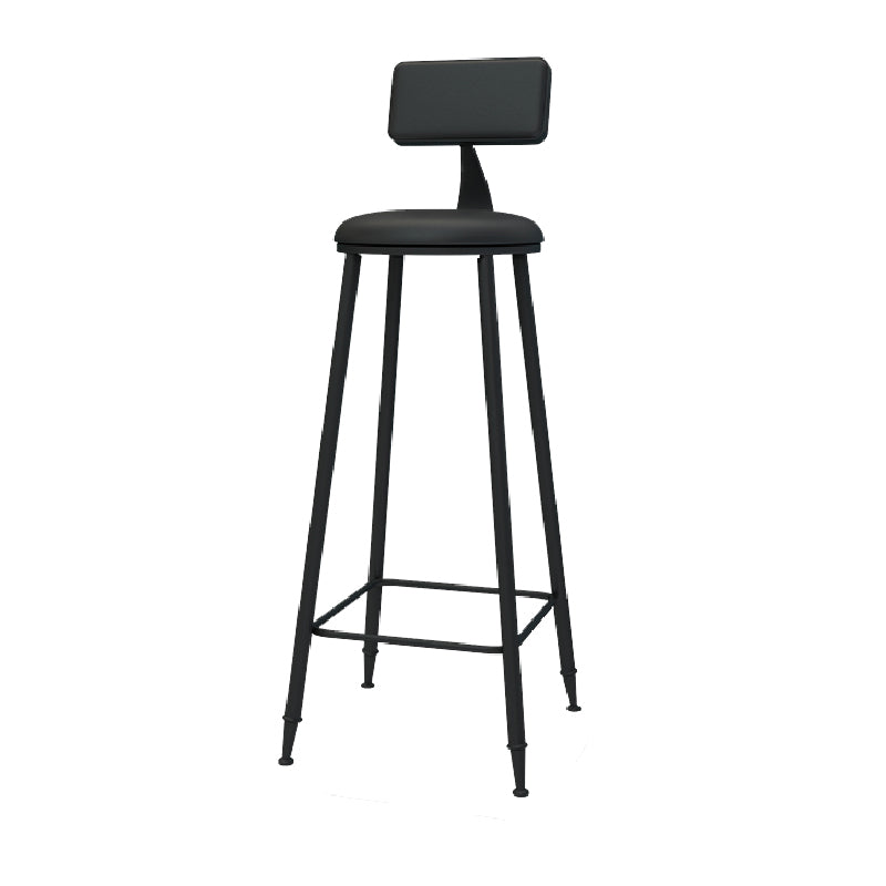 Nordic Armless Backrest Counter Stool Iron Kitchen Bar Stool with Leather Cushion