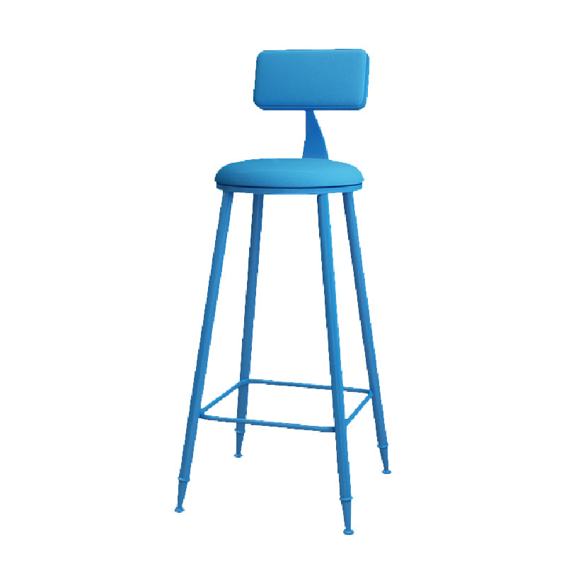 Nordic Armless Backrest Counter Stool Iron Kitchen Bar Stool with Leather Cushion