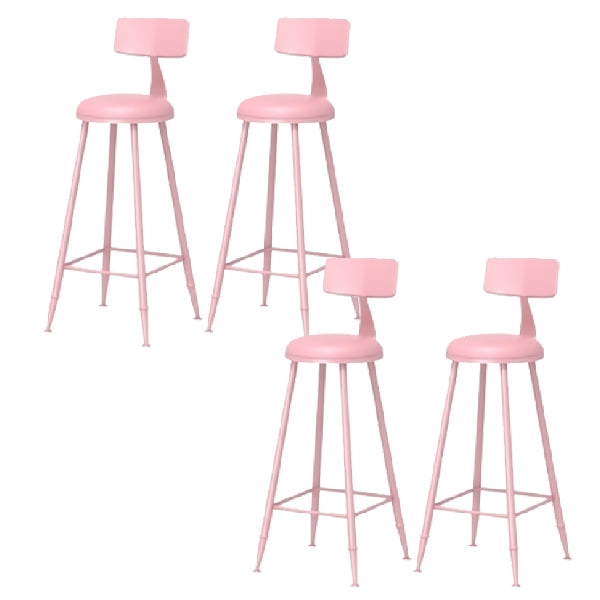 Nordic Armless Backrest Counter Stool Iron Kitchen Bar Stool with Leather Cushion