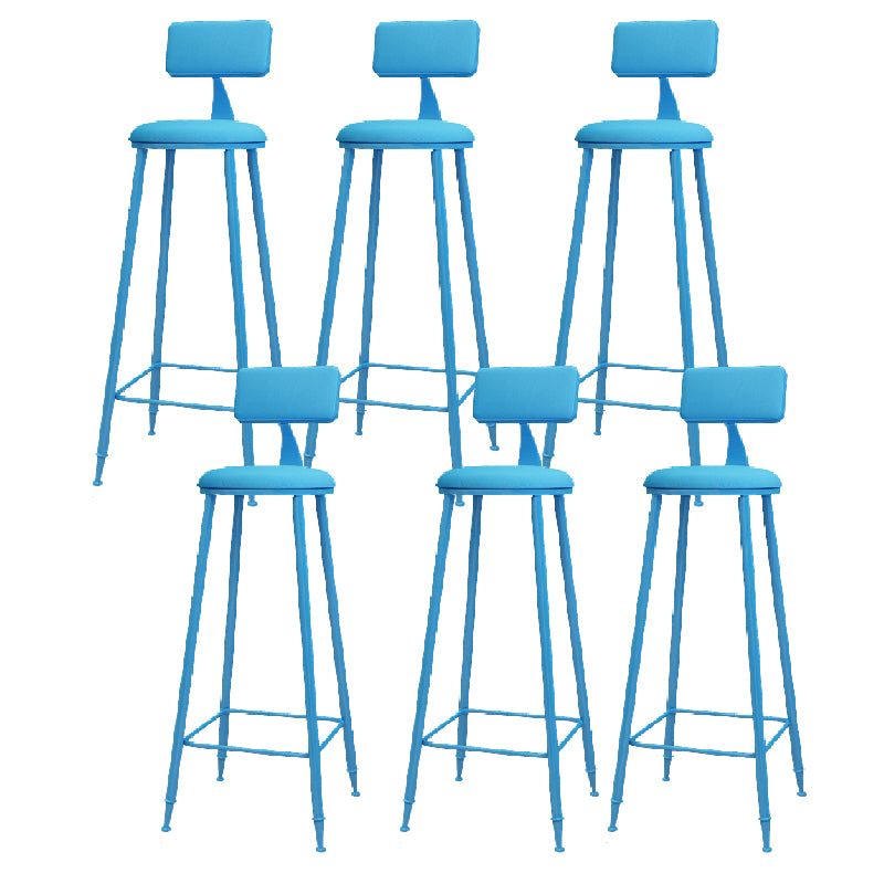 Nordic Armless Backrest Counter Stool Iron Kitchen Bar Stool with Leather Cushion