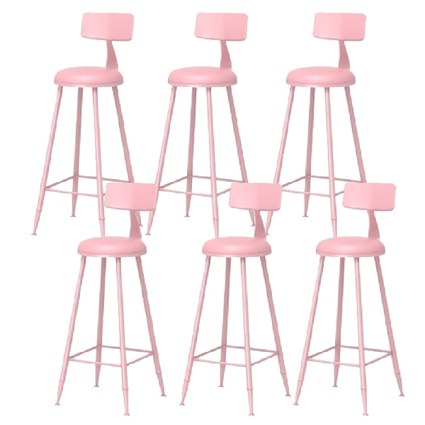 Nordic Armless Backrest Counter Stool Iron Kitchen Bar Stool with Leather Cushion