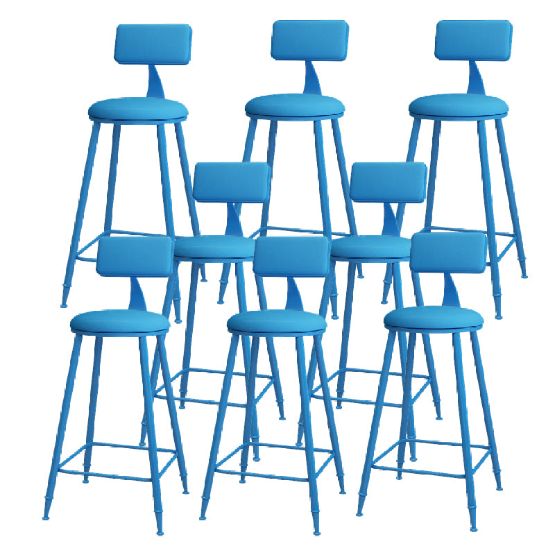 Nordic Armless Backrest Counter Stool Iron Kitchen Bar Stool with Leather Cushion