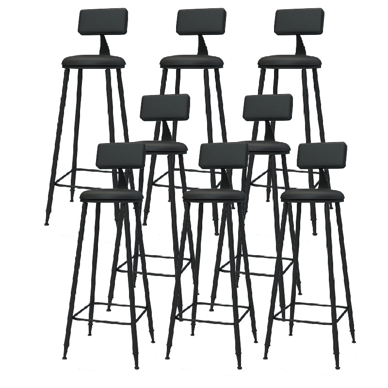 Nordic Armless Backrest Counter Stool Iron Kitchen Bar Stool with Leather Cushion