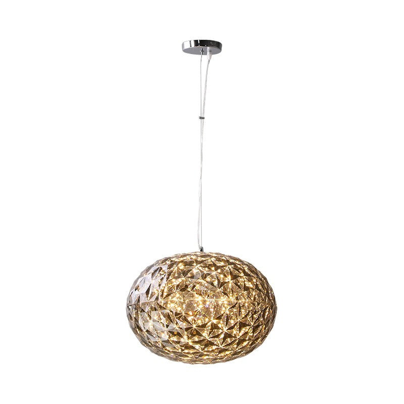 10"/12" W LED Bedside Pendant Lighting Contemporary Grey Hanging Lamp with Ball Acrylic Shade