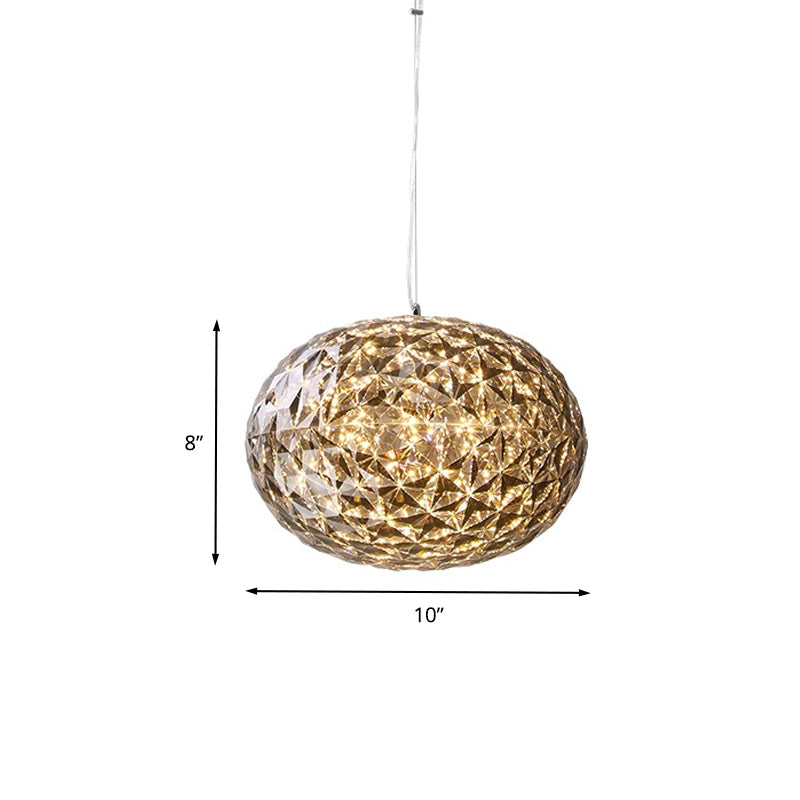 10"/12" W LED Bedside Pendant Lighting Contemporary Grey Hanging Lamp with Ball Acrylic Shade
