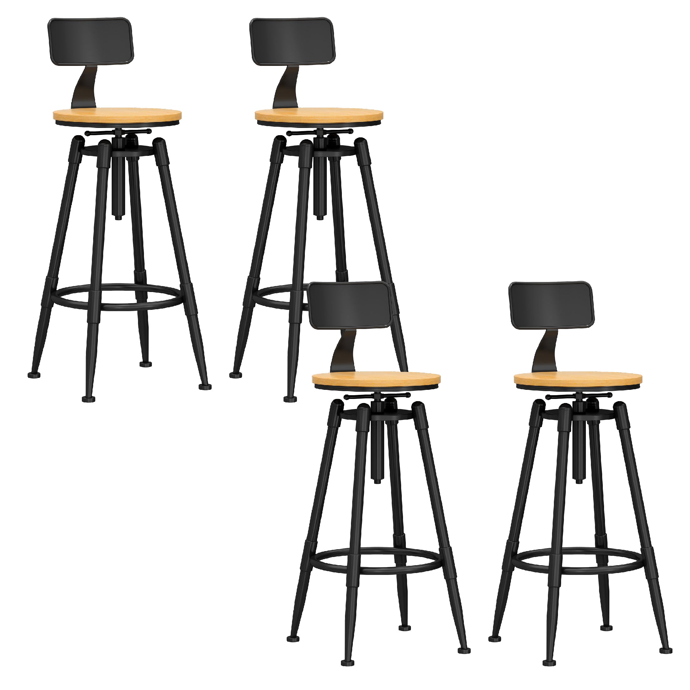 Industrial Adjustable Counter Chair Metal Round Indoor Dining Stool with Swivel