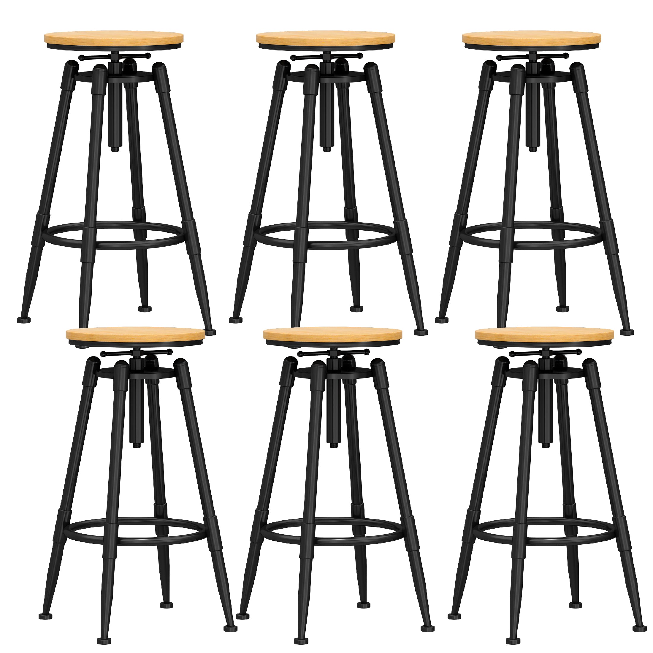 Industrial Adjustable Counter Chair Metal Round Indoor Dining Stool with Swivel