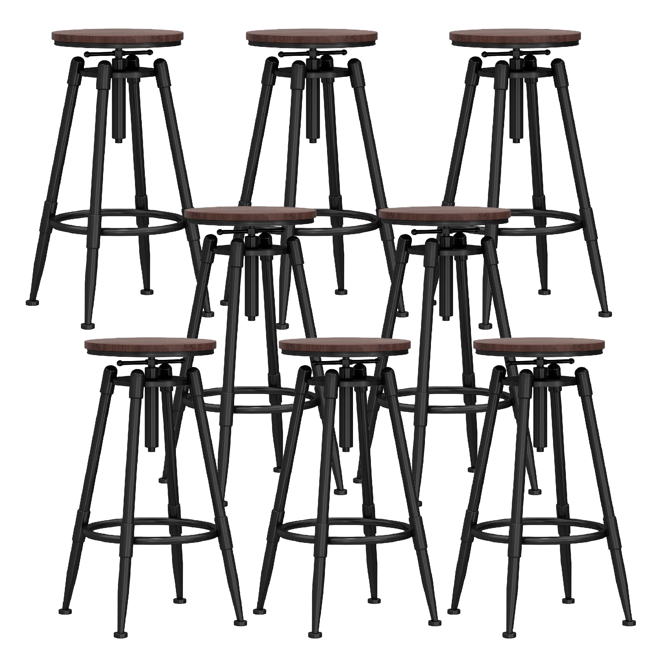 Industrial Adjustable Counter Chair Metal Round Indoor Dining Stool with Swivel