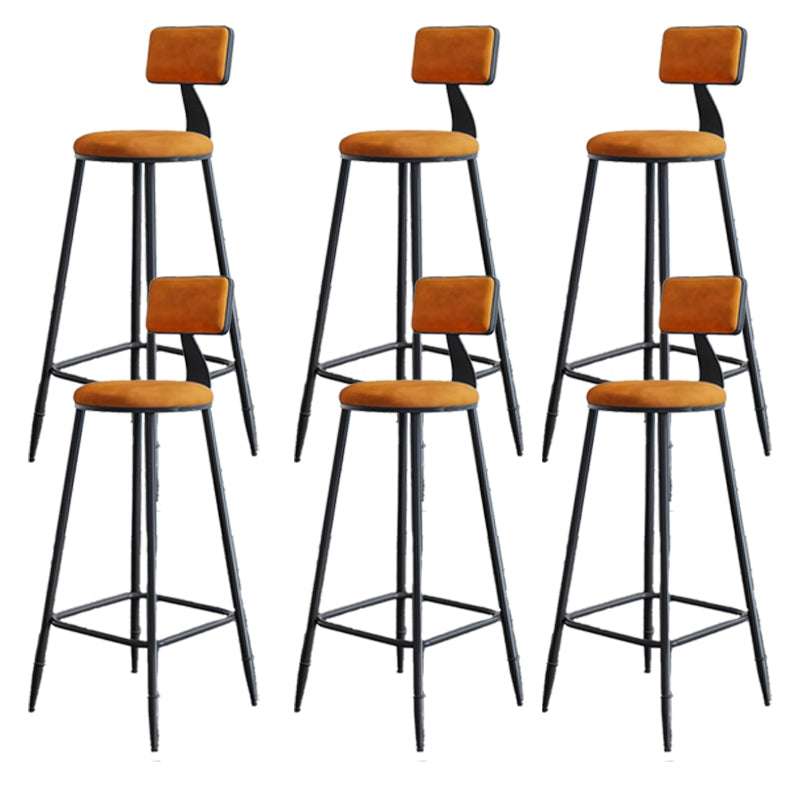 Modern Armless Backrest Counter Stool Steel Kitchen Bar Stool with Cushion and Pedal