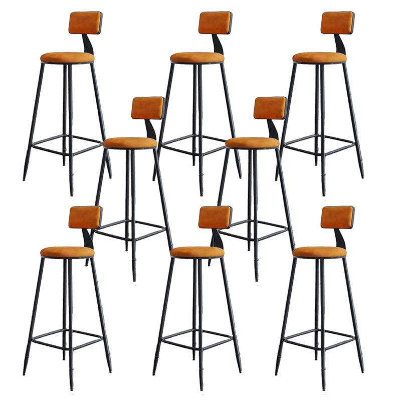Modern Armless Backrest Counter Stool Steel Kitchen Bar Stool with Cushion and Pedal